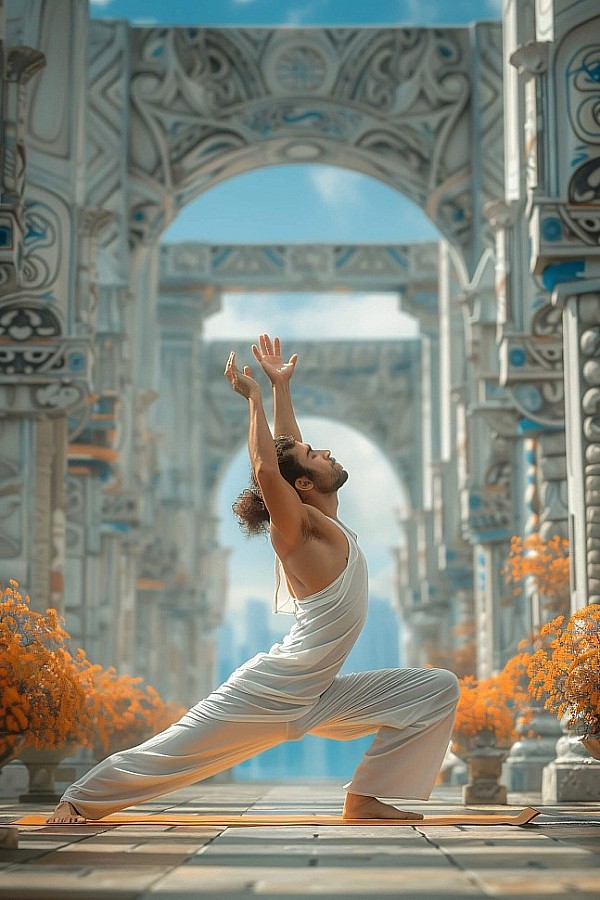 мужчина занимается йогой