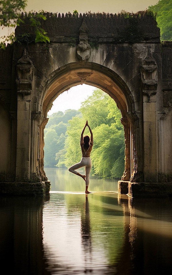 девушка занимается йогой