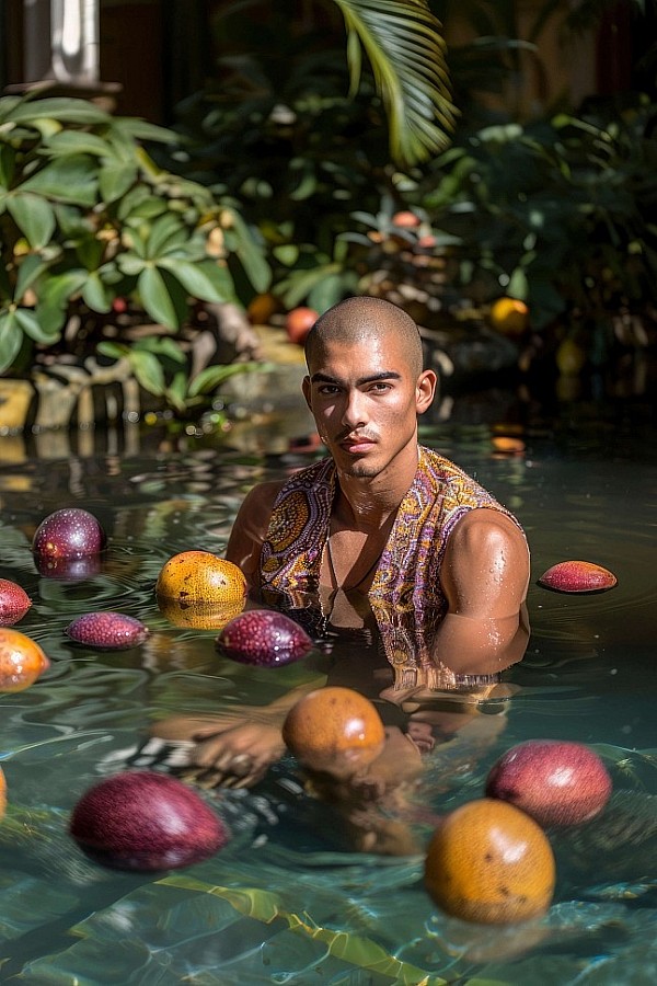 смуглый парень в воде